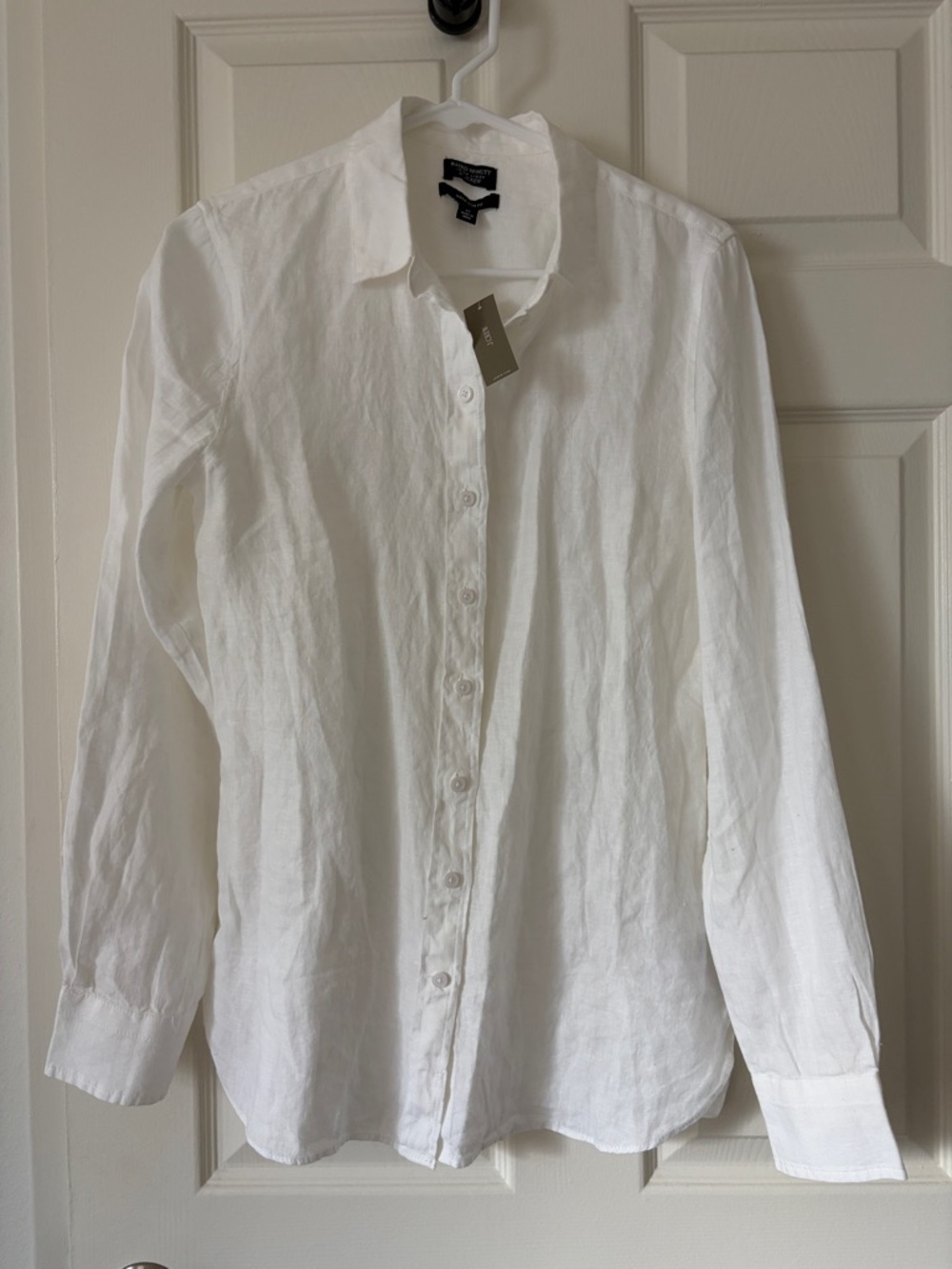 NWT! J. Crew White Linen Slim Button-Up Linen Shirt 6 Tall - Picture 3 of 8